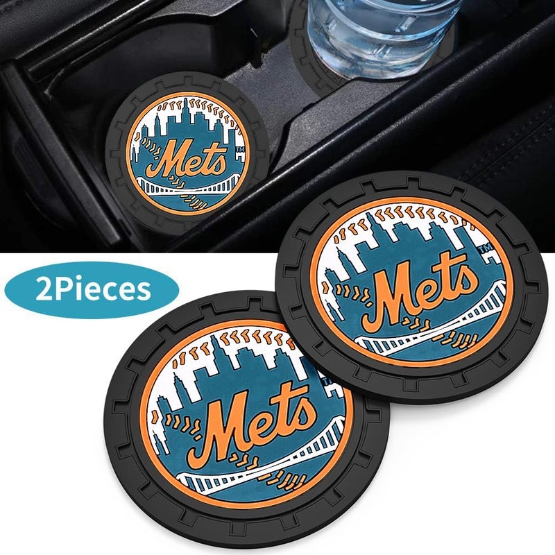 EMIJOY Mets Car Cup Holder Coasters for Baseball Fans,New York Met Car Coasters for Vehicle Drink Holder,Baseball Stuffs NY Mets Car Cup Holder Insert,Souvenir/Gifts for Baseball Fans,Non-Slip Car Cup Mat - Image 2